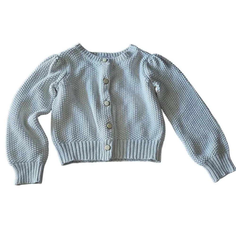 Gymboree Girls Size Small 5/6 Cream Metallic Fleck Enamel Button Down Cardigan